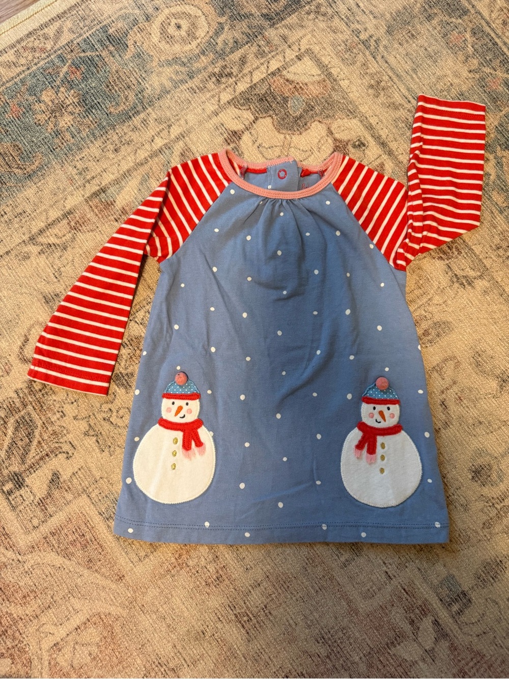Baby Boden - Snowman Dress Blue / Red
